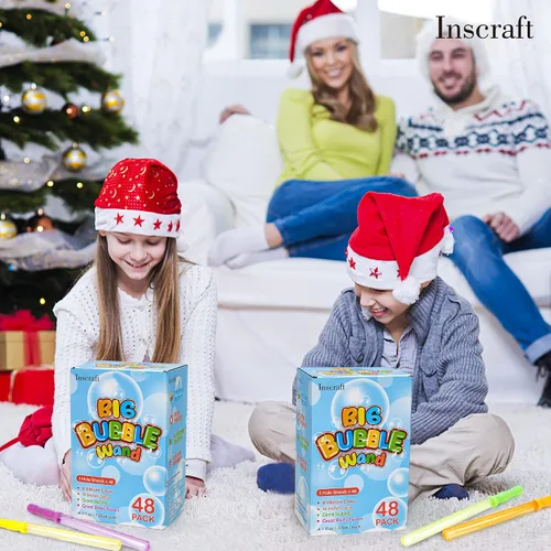 Miniatura 7 de Inscraft Paquete de 48 varitas de burbujas grandes de 14 pulgadas, 8 colores a granel para juguete de verano, uso de actividades al aire