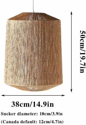 Miniatura 6 de Lámparas colgantes de viento silencioso hechas a mano, cuerda de cáñamo, luz vintage celing, mimbre país, ratán, iluminación para el hogar