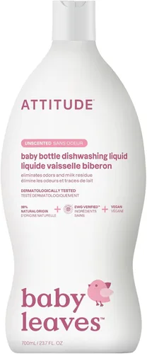 Miniatura 9 de ATTITUDE Jabón para platos y limpiador de biberones para bebés, líquido para lavar platos verificado por EWG, sin tintes ni fragancias añadidos
