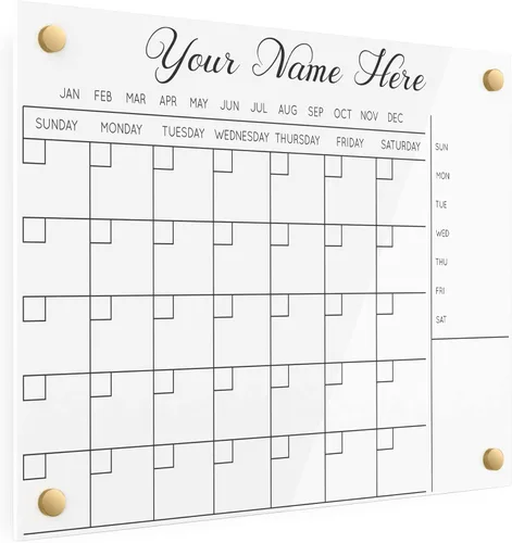 Miniatura 8 de Calendario acrílico personalizado para pared, se envía al día siguiente, hecho en Estados Unidos, planificador de borrado en seco transparente