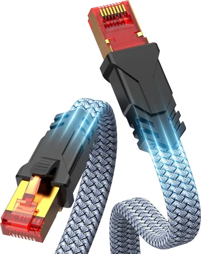 Miniatura 9 de Cable Ethernet Cat 8 de 100 pies, Snowkids de alta velocidad de 40 Gbps, cable LAN trenzado de alta resistencia de 2000 MHz, conector RJ45 chapado