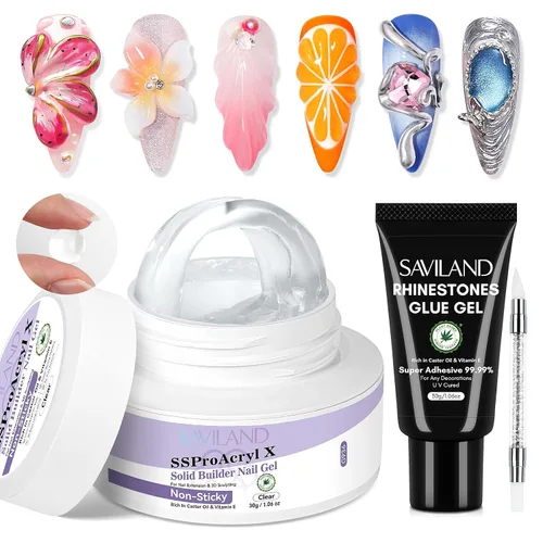 Miniatura 12 de SAVILAND Gel Constructor Sólido para Uñas - 60 g de Gran Capacidad, Geles de Uñas 3D, Gel Escultórico para Arte, No Pegajoso, Adhesivo para Tallado