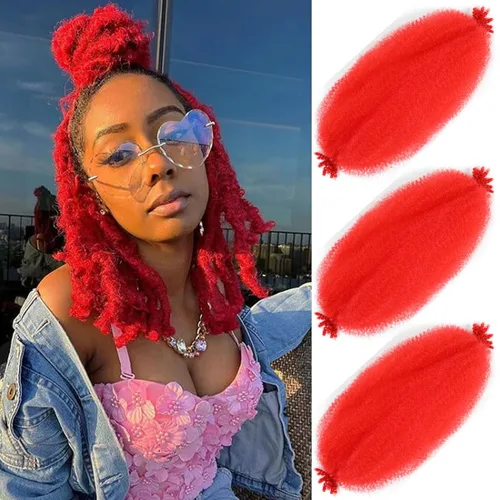 Miniatura 16 de Cabello afro elástico y trenzado de 30 pulgadas 2 paquetes, cabello preesponjado y trenzado elástico pre-estirado para extensiones de cabello suave