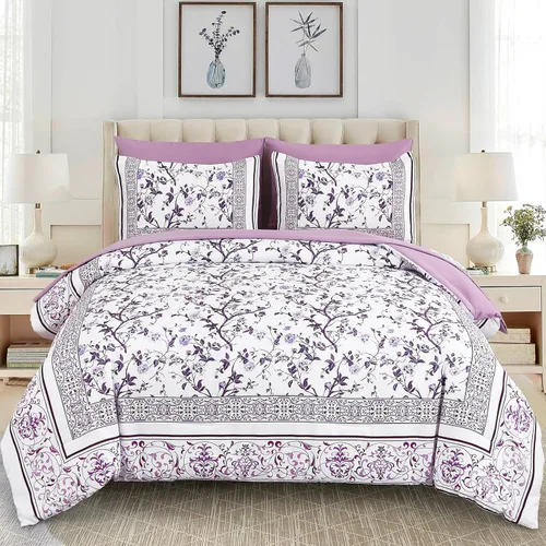 Miniatura 11 de Dobuyly Floral Comforter Twin Size Set, 5 Piece Bed in a Bag Blue Flowers on White Botanical Bedding Set, Soft Microfiber Bedding Comforter Sets for
