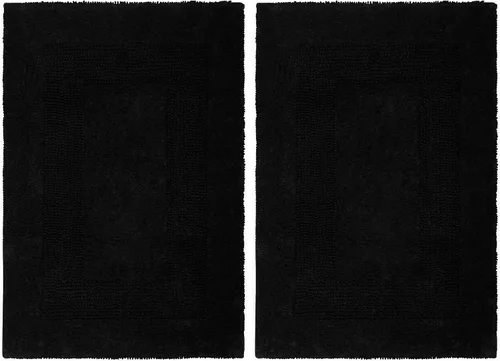 Miniatura 17 de COTTON CRAFT Lujosas alfombras de baño, juego de 2 alfombrillas reversibles y pesadas para suelo de baño, bañera y ducha, tapete de algodón puro