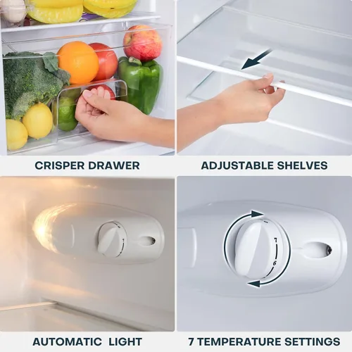 Miniatura 3 de Upstreman Mini refrigerador de 3.1 pies cúbicos con congelador, refrigerador pequeño de doble puerta, artículos esenciales para el dormitorio