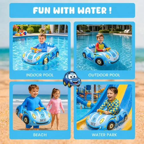 Miniatura 4 de Flotador de piscina para bebé, flotadores 3D para niños pequeños de 1 a 2 años, flotadores de piscina para bebés de 6 a 12 meses, flotadores de azul