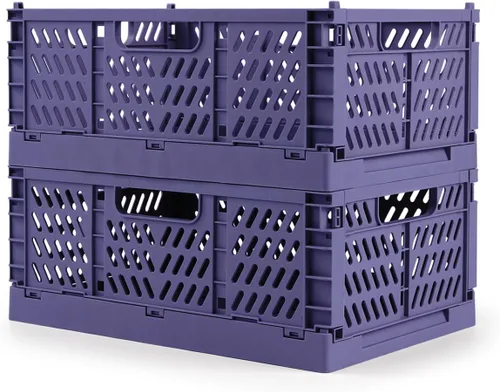 Miniatura 16 de Domiella Paquete de 2 Cajas para Almacenamiento, Cajas de Almacenamiento de Plástico Apilables, Caja Plegable para Oficina Hogar Cocina Dormitorio