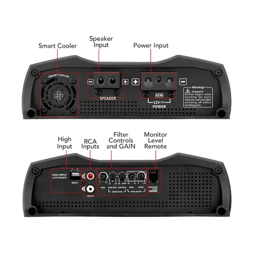 Miniatura 9 de Taramps MD 1200.1 Amplificador de 2 ohmios 1200 vatios RMS 1 canal completo sistema de audio para automóvil, monobloque, indicador de monitor LED