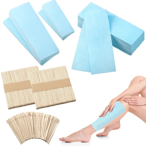 Juego de 400 tiras de cera, tiras de eliminación de cera no tejidas con aplicador de cera para herramientas de depilación facial y piel corporal Azul