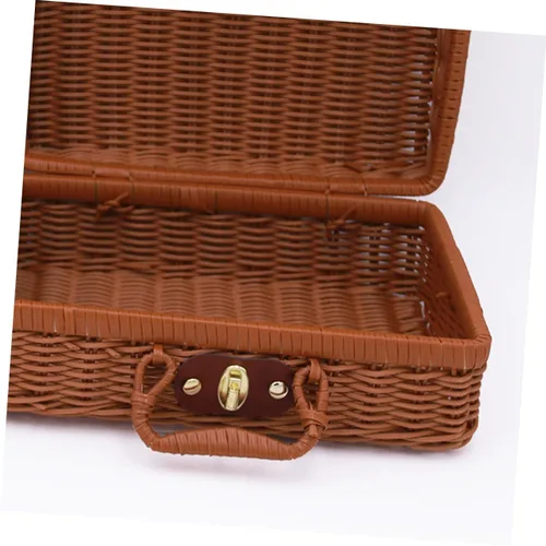Miniatura 8 de NUOBESTY Organizador de maquillaje tejido, soporte portátil para cosméticos con múltiples compartimentos para cepillos faciales, caja