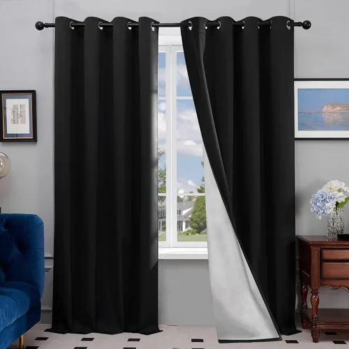 Miniatura 36 de Deconovo - Cortinas opacas para dormitorio con ojales, cortinas sólidas con aislamiento térmico, bloquean el calor, oscurecen la habitación, ahorran
