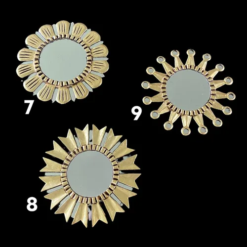 Miniatura 4 de Espejo peruano decorativo dorado, 12.0 in, Sunburst/Starburst, anticuado, espejo montado en la pared para sala de estar, hecho a mano arte de pared