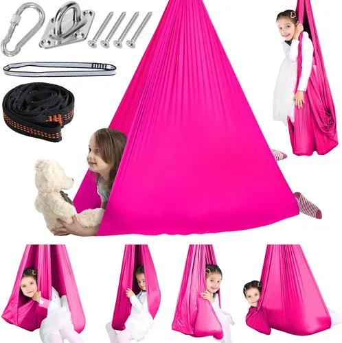 Miniatura 12 de Chihee Columpio Sensorial Terapéutico Hamaca para Interiores y Exteriores para Niños, Herrajes Incluidos, Columpio Suave y Transpirable de Nailon