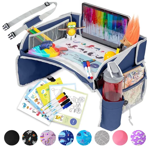 Miniatura 20 de PILLANI Bandeja de viaje para niños para el coche - Bandeja para asiento de coche para niños, artículos imprescindibles para viajes por carretera