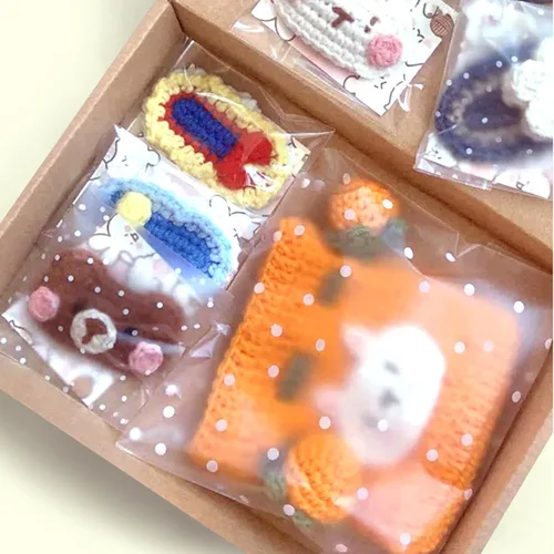 Miniatura 5 de Zezzxu 300 bolsas autoadhesivas para galletas, 4 x 4 pulgadas, bolsas de celofán con lunares blancos para embalaje, regalo