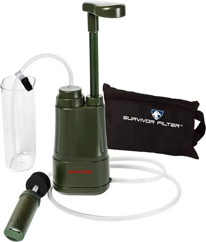 Survivor Filter PRO - Sistema de Filtración de Agua de Camping con Bomba Manual para Supervivencia - Purificador de Agua de Supervivencia