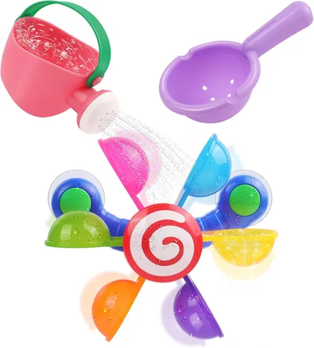 Juguete de baño para bebé, regadera para niños, cucharas de baño, molino de viento, juguetes de agua, divertido juguete interactivo para bañera de