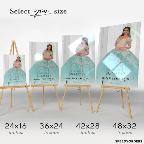 Miniatura 4 de Letrero de bienvenida personalizado de quinceañera con foto, letrero de bienvenida personalizado de Mis Quince Anos, elegante decoración