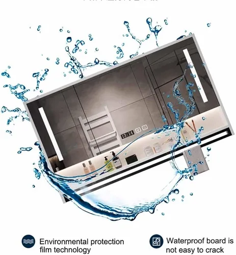 Miniatura 6 de Armario moderno de pared de baño de 40 x 30 pulgadas, gabinete inteligente con espejo de tocador con antivaho, botiquín iluminado por LED