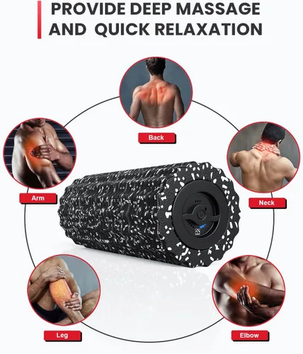 Miniatura 3 de FITINDEX Rodillo de espuma vibratoria para tejido muscular profundo, alivio del dolor de espalda, masajeador de piernas, pies, cuello, ejercicio