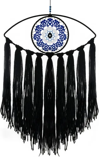 Holmgren Atrapasueños de mal de ojo, atrapasueños negros para dormitorio, colgante de pared de mal de ojo para decoración oscura de bruja,