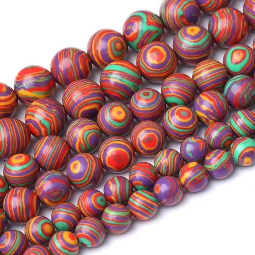 Miniatura 58 de 36 PIEZAS Cuentas de Malaquita Roja de 10 MM, Cuentas Redondas Sueltas de Gema Natural para Hacer Joyería 38 cm