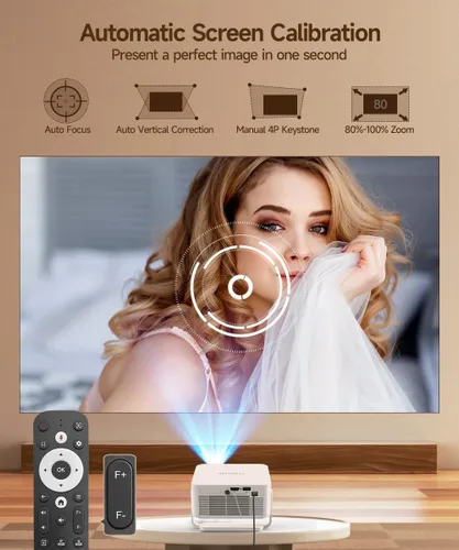 Miniatura 4 de Magcubic HY300GT - Miniproyector con WiFi y Bluetooth, proyector portátil inteligente compatible con 260 ANSI y 2K, enfoque automático y corrección