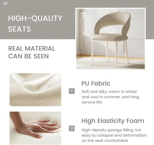 Miniatura 3 de Juego de 2 sillas de comedor, sillas de escritorio modernas, silla decorativa tapizada con respaldo curvado con patas de metal para oficina en casa
