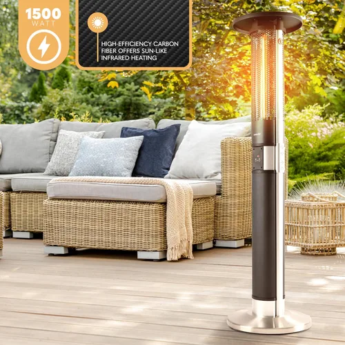 Miniatura 3 de SereneLife Calentador infrarrojo para patio, eléctrico de 1500 W con control remoto, aprobado IP24, marco de aleación de aluminio anodizado