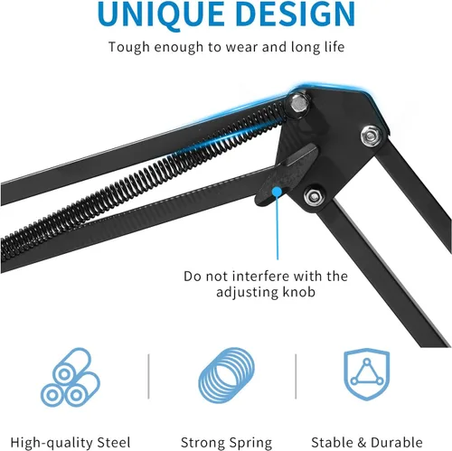 Miniatura 6 de FEELWORLD AMS1 Brazo de micrófono ajustable, soporte de micrófono con tornillo de 3/8" a 5/8", compatible con PM1 y otros micrófonos para podcast