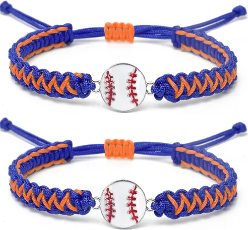 Miniatura 14 de Pulsera con dije de béisbol de 2 piezas de regalo para niños, niñas, adultos Joyería deportiva elegante Gran regalo de cumpleaños