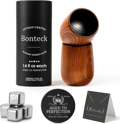 Miniatura 10 de Bonteck Vaso grande de madera carbonizada original de Bourbon Vaso de whisky de madera carbonizada de 14 onzas Regalos de bourbon para hombres