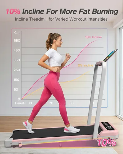 Miniatura 3 de WELLFIT Caminadora plegable con inclinación, capacidad de 320 libras, caminadora para caminar con barra de agarre, caminadoras portátiles