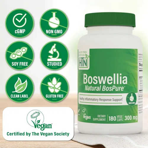 Miniatura 3 de Health Thru Nutrition Boswellia 300mg as Bospure AKBAMAX Ácidos boswélicos de alta potencia 75% AKBA 10% AKBA Apoyo inflamatorio saludable