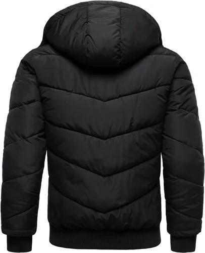 Miniatura 4 de HOOD CREW Abrigos de invierno para hombre, parka acolchada y a prueba de viento, chaquetas de plumón cálidas con capucha extraíble