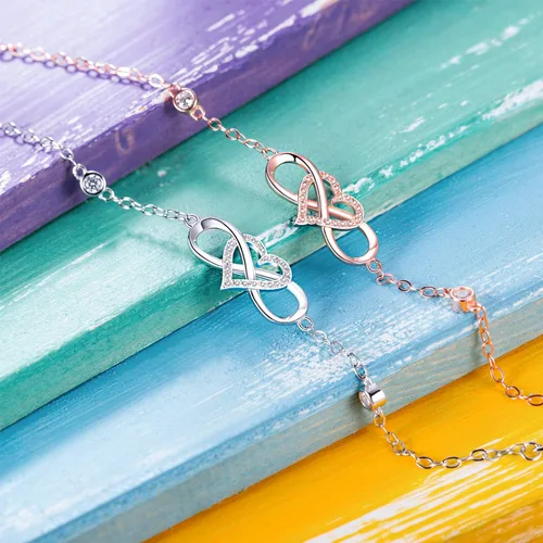 Miniatura 11 de BlingGem - Pulsera de plata esterlina 925, diseño de cruz, símbolo de buena fe, infinito clásico, religioso, multiuso, para mujer, adolescentes