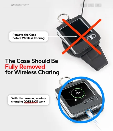 Miniatura 5 de GOOSPERY EZ Mount - Cartera compatible con Samsung Galaxy Z Flip 5, tarjetero con anillo Loopy con soporte ajustable con soporte Negro