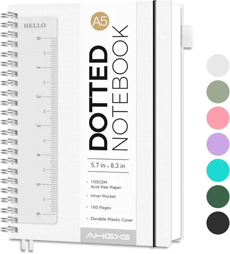 Miniatura 15 de AHGXG Diario de puntos, cuaderno en espiral de cuadrícula de puntos de 8.5 x 11 pulgadas, cuaderno de puntos grande A4, papel grueso de 3.53 oz/m²