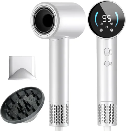 Secador de pelo iónico, secadora de arco de alta velocidad de 120,000 RPM con difusor para cabello rizado, grueso y encrespado, secador de pelo