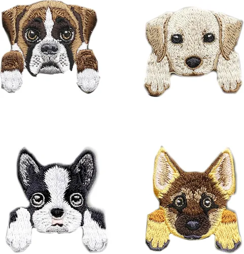 4 parches para planchar o coser para perro, apliques bordados para perros, para ropa de bricolaje, chaquetas, jeans, mochilas, sombreros, Cuatro