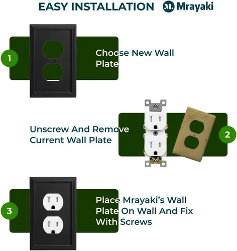 Miniatura 5 de Placa de pared, cubiertas de toma de corriente dúplex, cubierta de interruptor de luz negro mate - Placa de cubierta de toma de corriente eléctrica