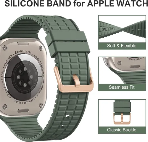 Miniatura 2 de Bandiction Paquete de 2 correas de nailon resistentes compatibles con Apple Watch Ultra Band de 1.929 in 1.772 in 1.732 in 1.654 in, correas anchas