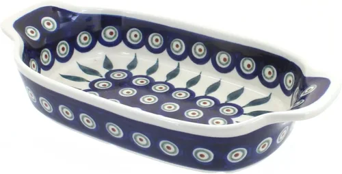 Miniatura 3 de Blue Rose Polish Pottery - Plato rectangular con diseño de mariposa floral roja, 10 x 5.25 pulgadas, hermoso plato para pan, ensalada o pasta