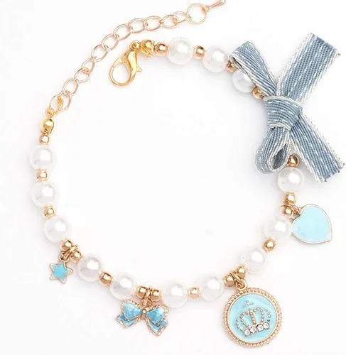 Miniatura 7 de Collar de moda para mascotas, collar de corona de perlas de gato, accesorios para mascotas, collar de peluche, collar de joyería de perlas XS Rosa