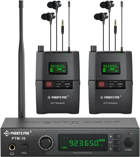Sistema de monitor inalámbrico en el oído Phenyx Pro, IEM UHF estéreo verdadero, monitores en el oído para músicos, monitor de escenario metálico