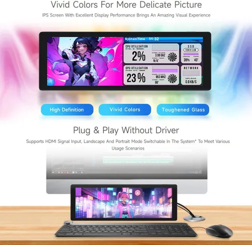 Miniatura 5 de waveshare Pantalla IPS de 7.9 pulgadas, 400 × 1280 píxeles, compatible con Raspberry Pi 5/4B/3B+/3A+/2B/B+/A+/Zero/Zero W/WH/Zero 2W CM3+/4