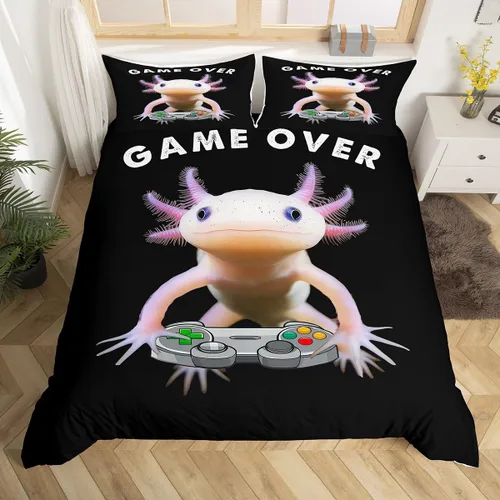 Miniatura 3 de Funda de edredón Axolotl tamaño individual, lindo juego de ropa de cama de Axolotl para niños, adolescentes y niños en la sala de juegos, funda