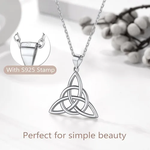 Miniatura 4 de PROSILVER - Collar celta para mujer, regalo irlandés, plata de ley 925 con nudo de amor, collar de buena suerte, 45,7 a 20.0in, ajustable, viene