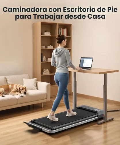 Miniatura 3 de WELLFIT Caminadora con barra de agarre, caminadora con inclinación del 10% para el hogar, capacidad de peso de 320 libras, caminadora pequeña